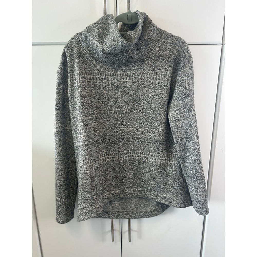 Columbia Womens Gray Marled Knit Funnel Neck Pullover Sweater High Low Hem Cowl